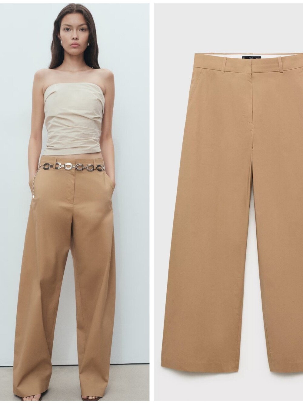 MANGO Wide Leg Chino Pants